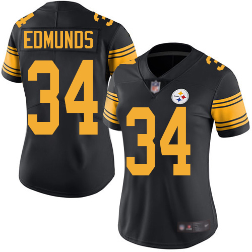Women Pittsburgh Steelers Football #34 Limited Black Terrell Edmunds Rush Vapor Untouchable Nike NFL Jersey